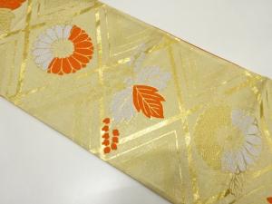 アンティーク　襷に桐・菊模様織り出し袋帯（着用可）
